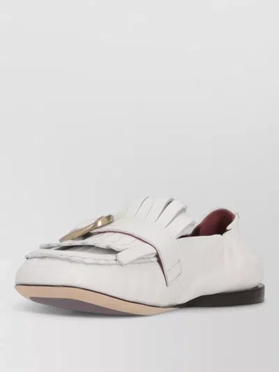 Paul Smith Off White Solid Loafers In White