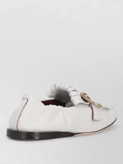 Paul Smith Off White Solid Loafers In White
