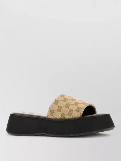Gucci 45mm North Gg Monogram Canvas Platform Sandals In Multi