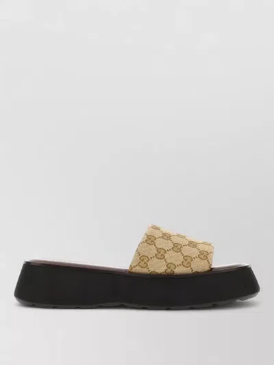 Gucci 45mm North Gg Monogram Canvas Platform Sandals In Multi