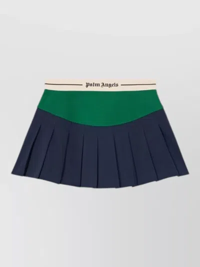 Palm Angels Logo Detail Curved Pleated Midi Skirt In Multi