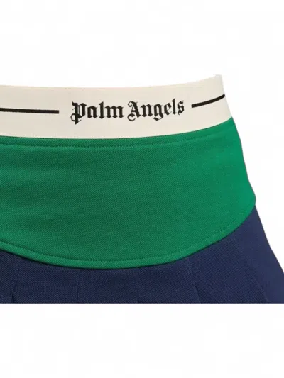 Palm Angels Logo Detail Curved Pleated Midi Skirt In Multi