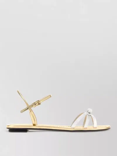 Prada Leather Sandals Open Toe Flat Sole Bow In Multi