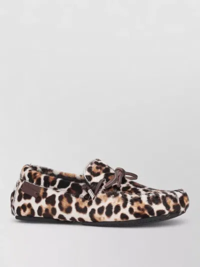 Paul Smith Womens Loafers Sonna Leopard Print Bow In Brown