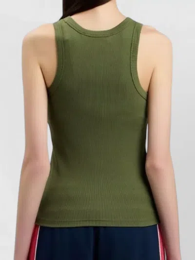 Palm Angels Logo Rib Tank Top Sleeveless Design In Green