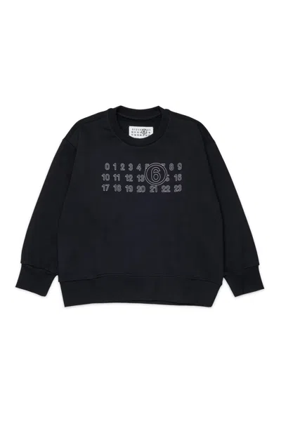 Mm6 Maison Margiela Crewneck Sweatshirt With Logo In Black
