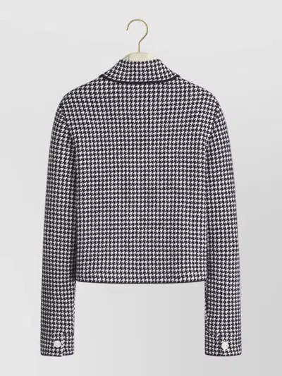 Dior Knit Jacket Houndstooth Long Sleeves Pockets In Multi