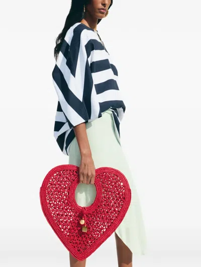Jacquemus Spiaggia Caur Small Raffia Top-handle Bag In Red