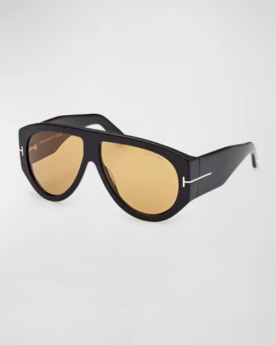 Tom Ford Bronson 60mm Gradient Pilot Sunglasses In Black