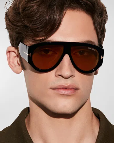 Tom Ford Bronson 60mm Gradient Pilot Sunglasses In Black