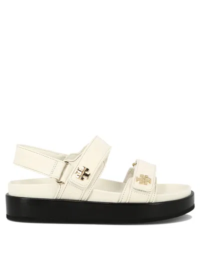Tory Burch Chic Low-heel Sandals With Logo Embellishment In White