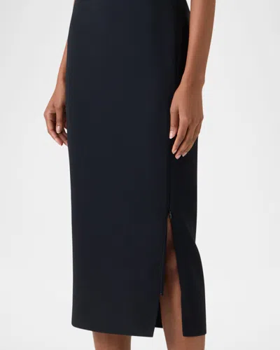 Akris Sleeveless Zip Slit Wool Blend Sheath Dress In Black