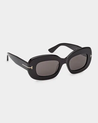 Tom Ford Islay 50mm Small Rectangular Sunglasses In Black