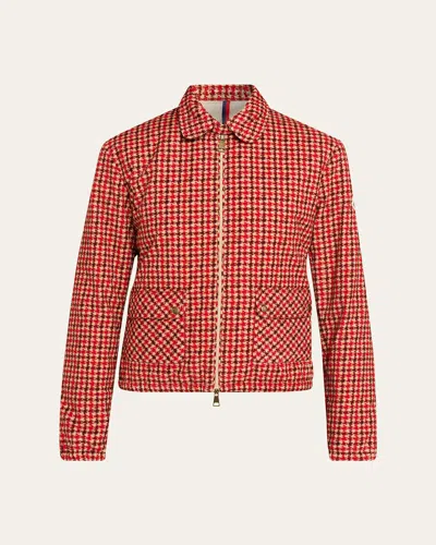 Moncler Lanset Packable Short Down Shirt Jacket In Red