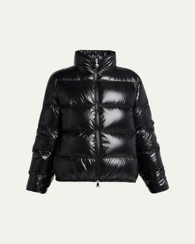 Moncler Abbadia Short Down Jacket High Collar In Black