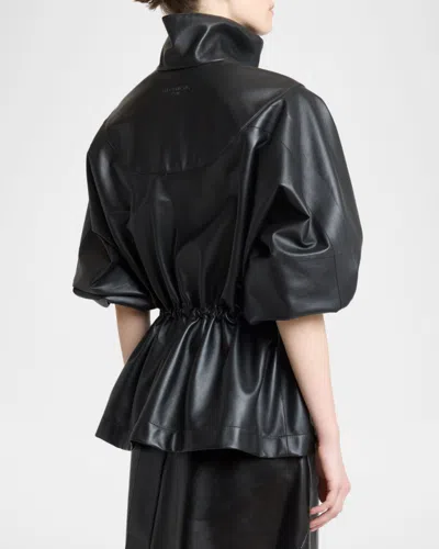 Givenchy Leather Drawstring Tracksuit Jacket In Black