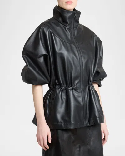 Givenchy Leather Drawstring Tracksuit Jacket In Black