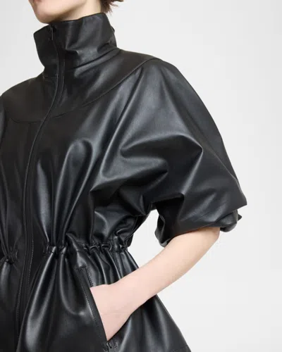Givenchy Leather Drawstring Tracksuit Jacket In Black