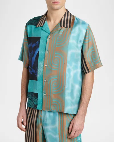 Versace Camicia A Maniche Corte In Seta Multicolor  In Multi