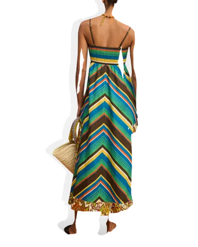 Alemais Charlie Day Midi Dress In Chevron Stripe Motif In Multi