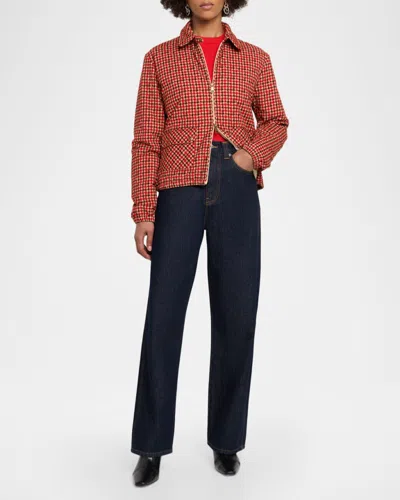 Moncler Lanset Packable Short Down Shirt Jacket In Red