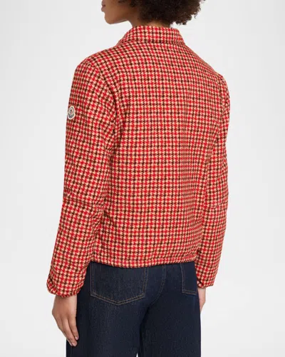 Moncler Lanset Packable Short Down Shirt Jacket In Red
