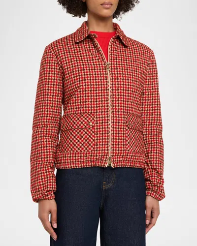 Moncler Lanset Packable Short Down Shirt Jacket In Red