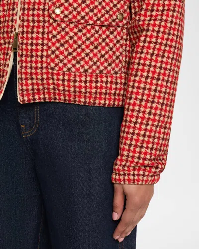 Moncler Lanset Packable Short Down Shirt Jacket In Red