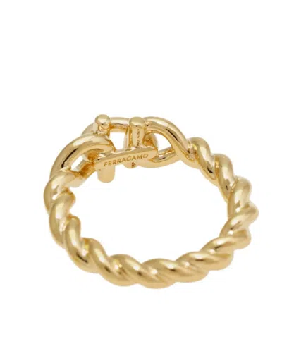 Ferragamo Torchon Gancini Ring In Brown