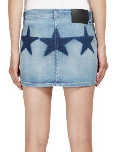 Shop Givenchy Star Print Denim Skirt In Blue