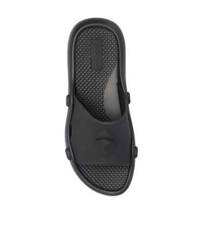 Versace Nettuno Medusa Head Open-toe Sliders In Black