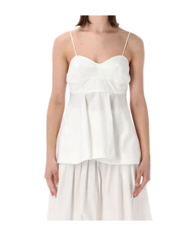 Rohe Structured White Peplum Bustier Top In White