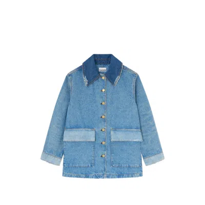 Ganni Patchwork Denim Jacket In Multi