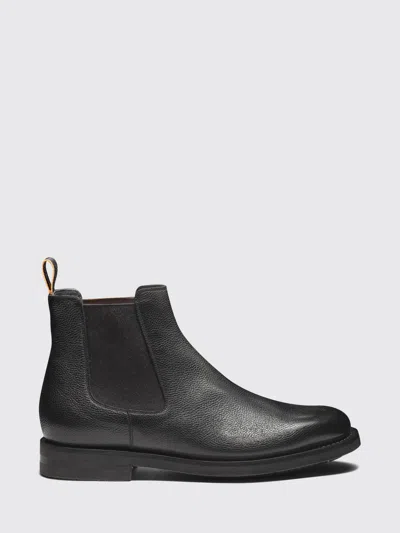 Santoni Elastic-panel Leather Boots In Black