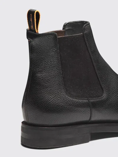 Santoni Elastic-panel Leather Boots In Black
