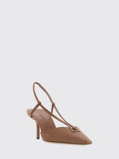 Max Mara Raffia-effect Canvas Slingback Pump In Animal Print