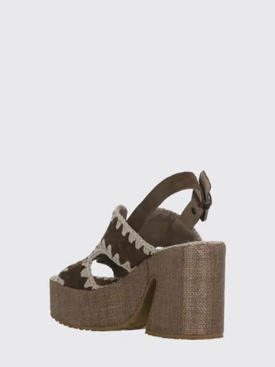 Mou Brown Raffia Ankle Strap Sandals In Brown