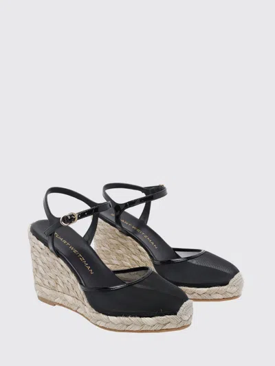 Stuart Weitzman Black Bareitall Wedge Espadrilles In Black