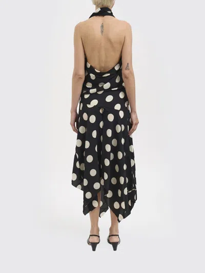 Junya Watanabe Polka Dot Halter Midi Dress Asymmetric Lace In Black