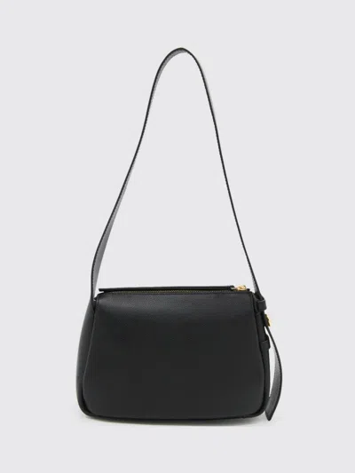 Tory Burch Romy Black Shoulder Bag With Adjustable Shoulder Strap In Grained Leather Woman