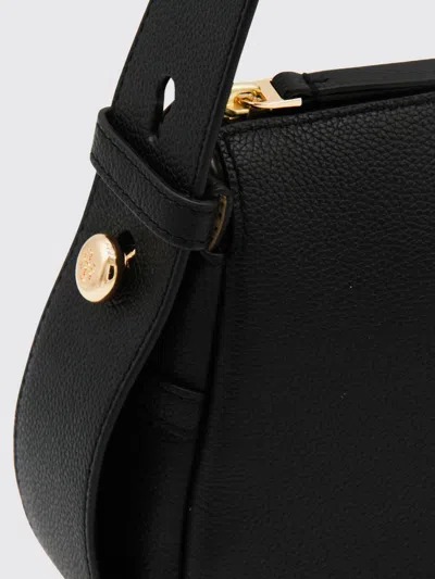 Tory Burch Romy Black Shoulder Bag With Adjustable Shoulder Strap In Grained Leather Woman