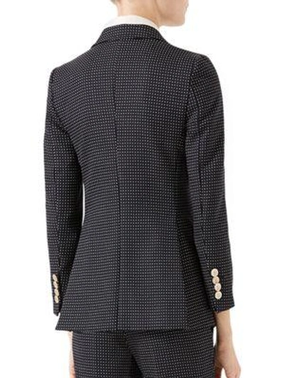 Shop Gucci Embroidered Single-breasted Jacket In Ink Blue