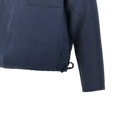 Arte Linen Qur-zip Pullover In Blue