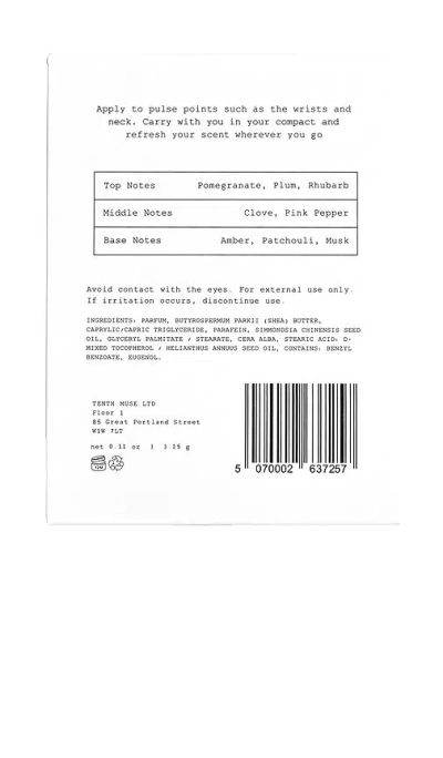 Tenth Muse Italian Summer Solid Perfume Balm