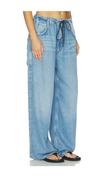 Agolde Shaw Drawstring Wide Leg Jeans In Script In Blue