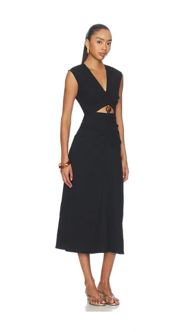 Veronica Beard Marisabel Bead Cutout Detail Stretch Cotton Dress In Black