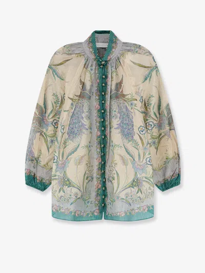 Zimmermann Indra Printed Metallic Cotton And Silk-blend Blouse In Multi