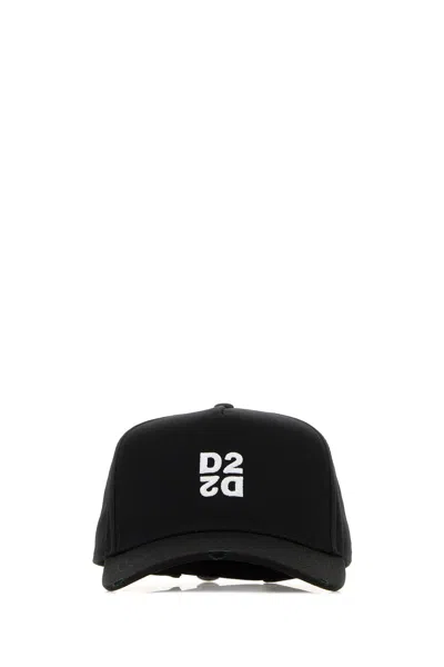 Dsquared2 Structured Black Baseball Cap Embroidered Logo In Black