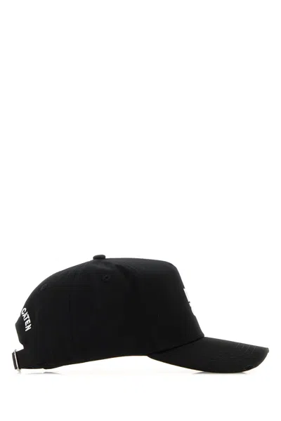 Dsquared2 Structured Black Baseball Cap Embroidered Logo In Black