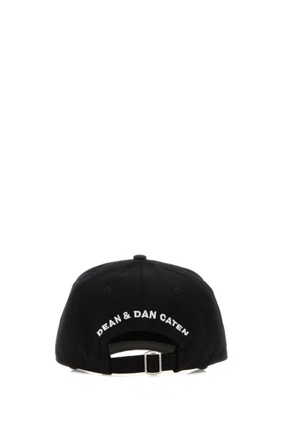 Dsquared2 Structured Black Baseball Cap Embroidered Logo In Black